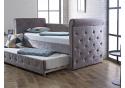 Guest Bed, Chesterfield, scroll arm and button back. silver colour finish 3